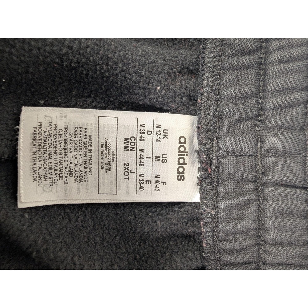 Adidas Pants Womens Medium Black Fleece Jogger Sweatpants Pink Leg Logo - Picture 8 of 14